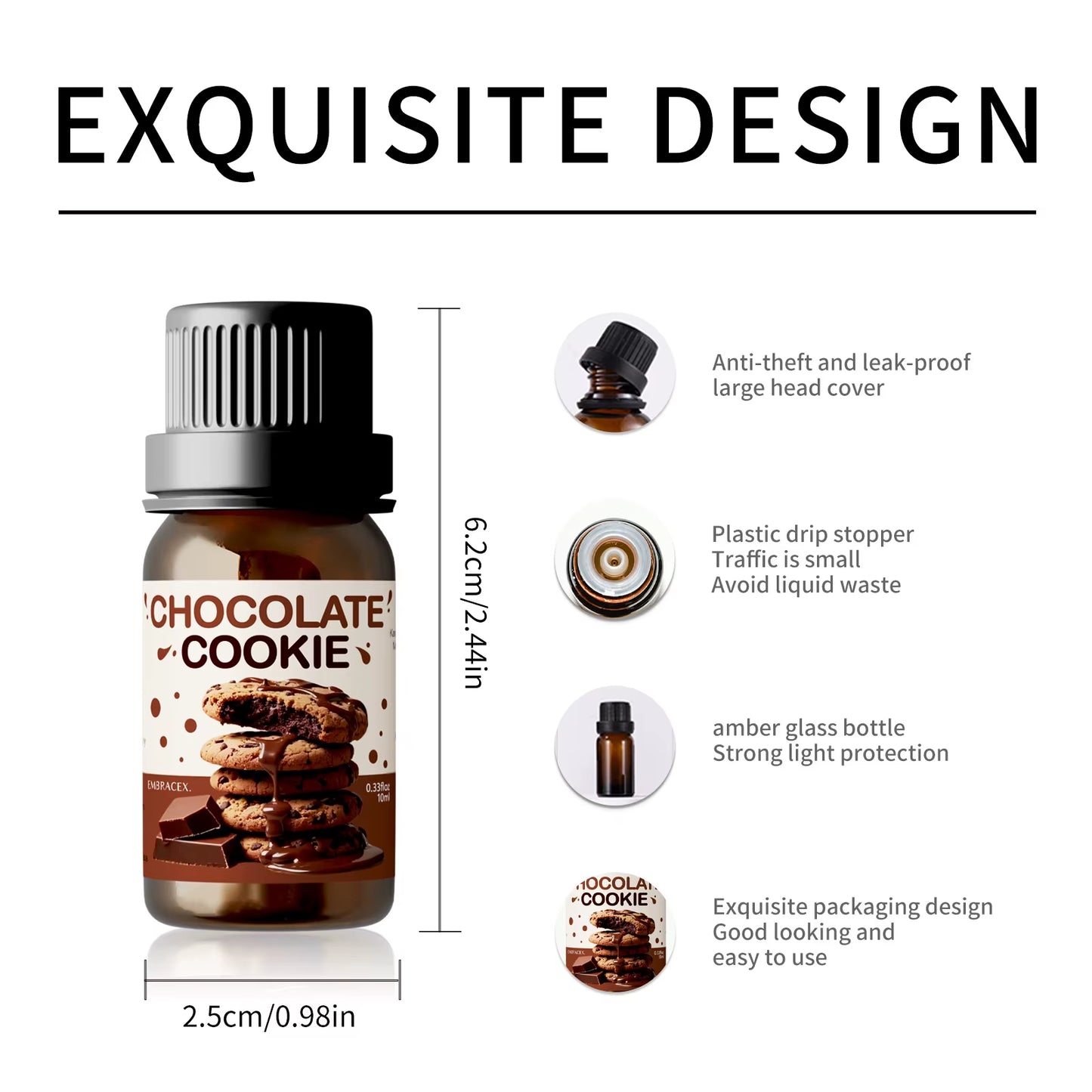 10Ml Chocolate Cookie Fragrance Perfume Essential Oils Refreshing Car Aromatherapy Parfum for Aroma Diffusers Perfume Oil Gift