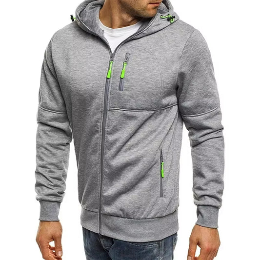 Men'S Hoodies Long Sleeve Sweatshirt Zipper Design Hooded Sweatshirt for Men Clothing Sportswear Slim Fit Casual Jacket