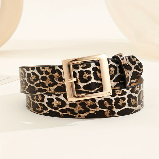 Chic Leopard Print Wide Belt for Women - Versatile PU Leather Accessory for Casual, Wedding, Party & Casual Attire Beauty Fashion