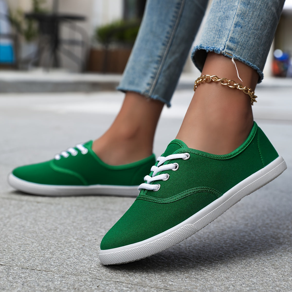 Women's Casual Canvas Sneakers, Low-Top Lace-up Walking Shoes, Lightweight & Comfort Sport Shoes Beauty World Shop
