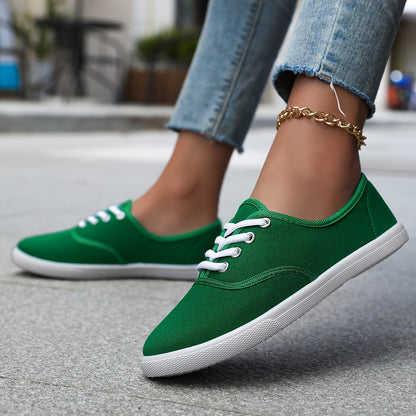 Women's Casual Canvas Sneakers, Low-Top Lace-up Walking Shoes, Lightweight & Comfort Sport Shoes Beauty World Shop