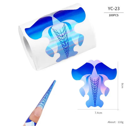 100Pcs Nails Art UV Gel Tips Extension Builder Form Acrylic French Printed Nail Tip Extension Stencil Stickers for Manicure Tool