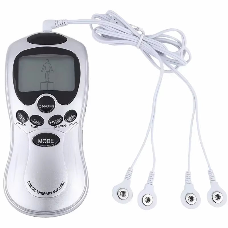 4 Ways Electrode Pads Electric Tens Massage Machine Acupunture Digital Therapy Pulse Stimulator Body Slimming Neck Massager Set