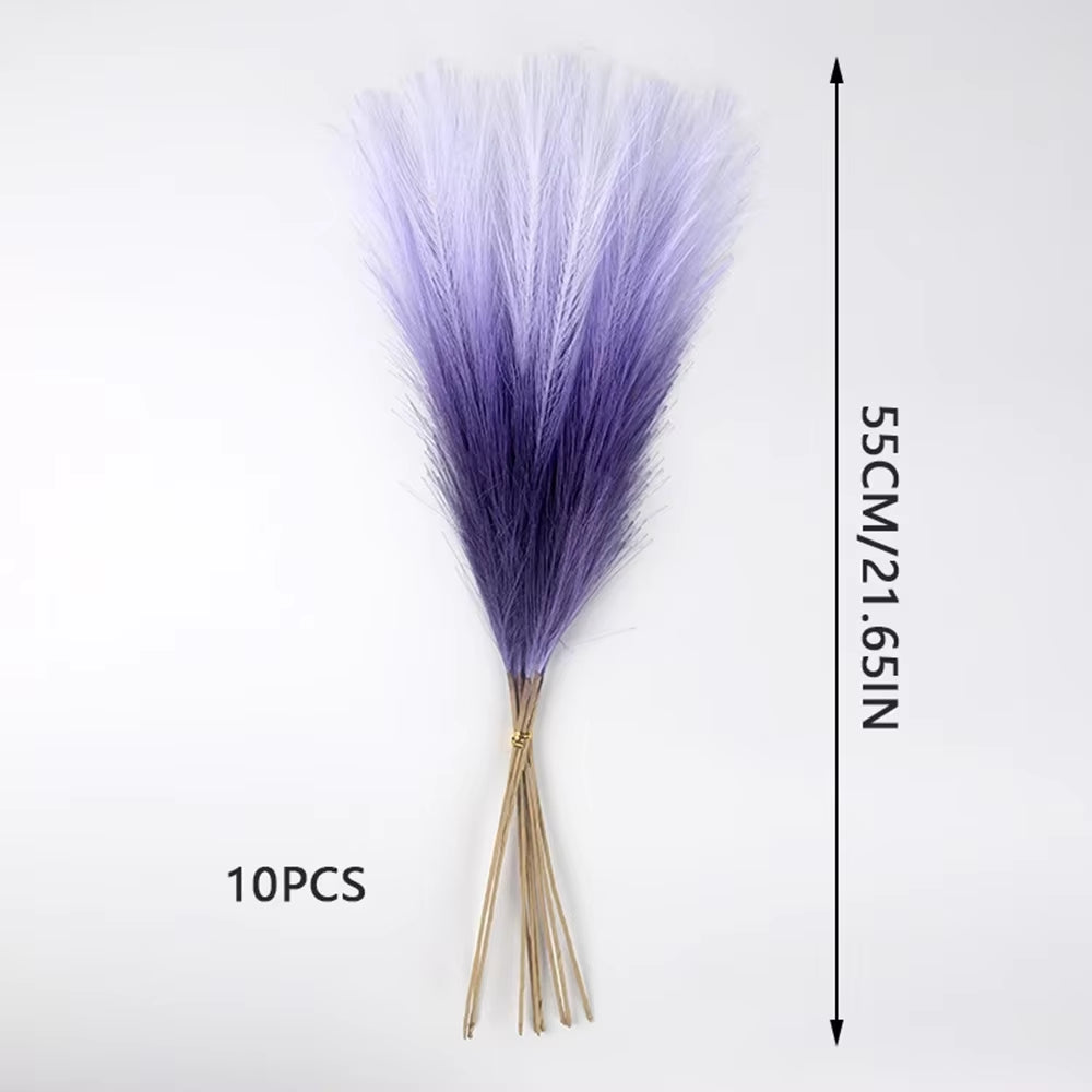 10Pcs Artificial Pampas Grass Decor Flowers Fake Plant Reed Fordiy Floral Table Arrange Flower Wedding Home Christmas Decoration