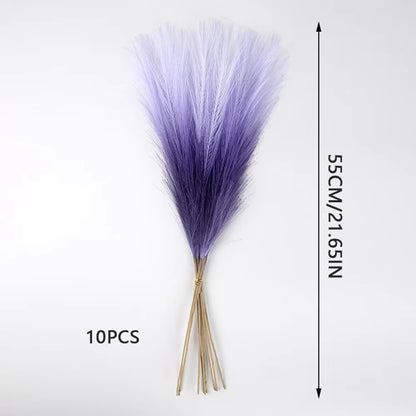 10Pcs Artificial Pampas Grass Decor Flowers Fake Plant Reed Fordiy Floral Table Arrange Flower Wedding Home Christmas Decoration