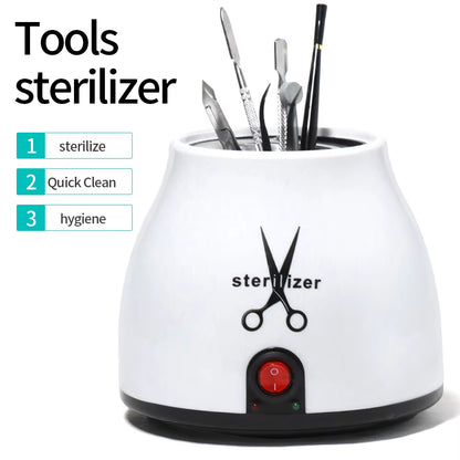 YIKOOLIN 100W Nail Tool Sterilizer Pot High Temperature to Clean Nail Tool Disinfectant Jar Tweezer Disinfectant Container