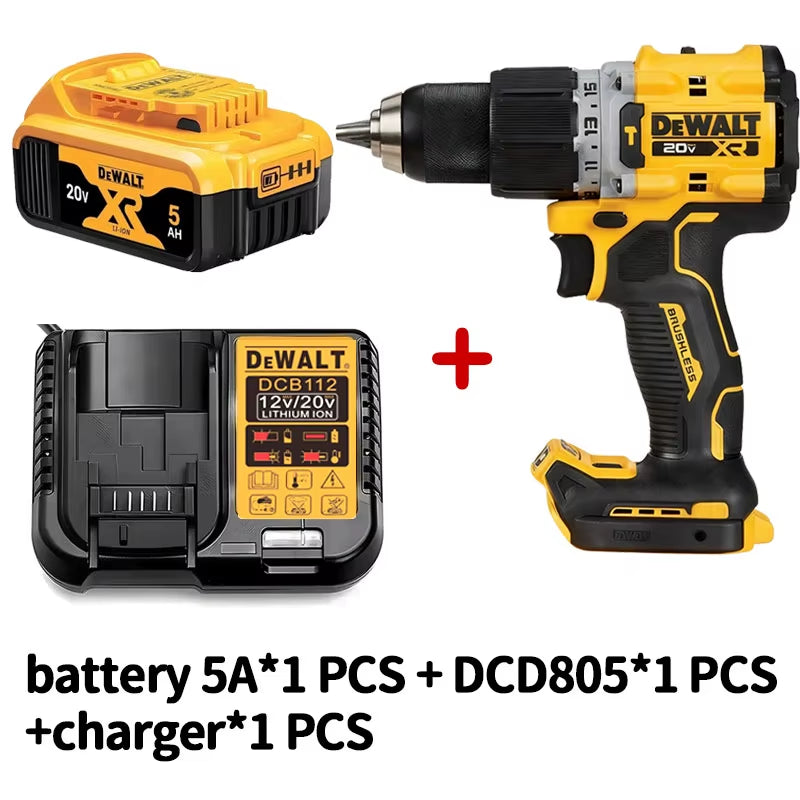 Lithium Battery 20V Rechargeable Brushless Compact Electric Screwdriver Hand Drill Impact Drill DCD805