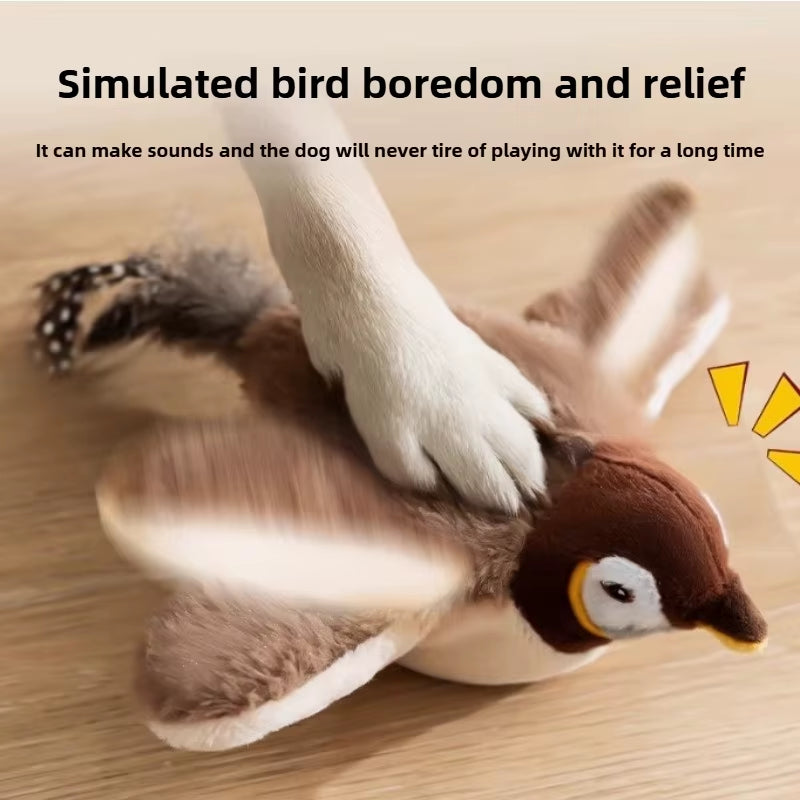 "Rechargeable Flapping Bird Cats Toy | Interactive Plush with Motion Sensor & Dual Sounds, Safe Chew Toy for Indoor Dogs/Cats"