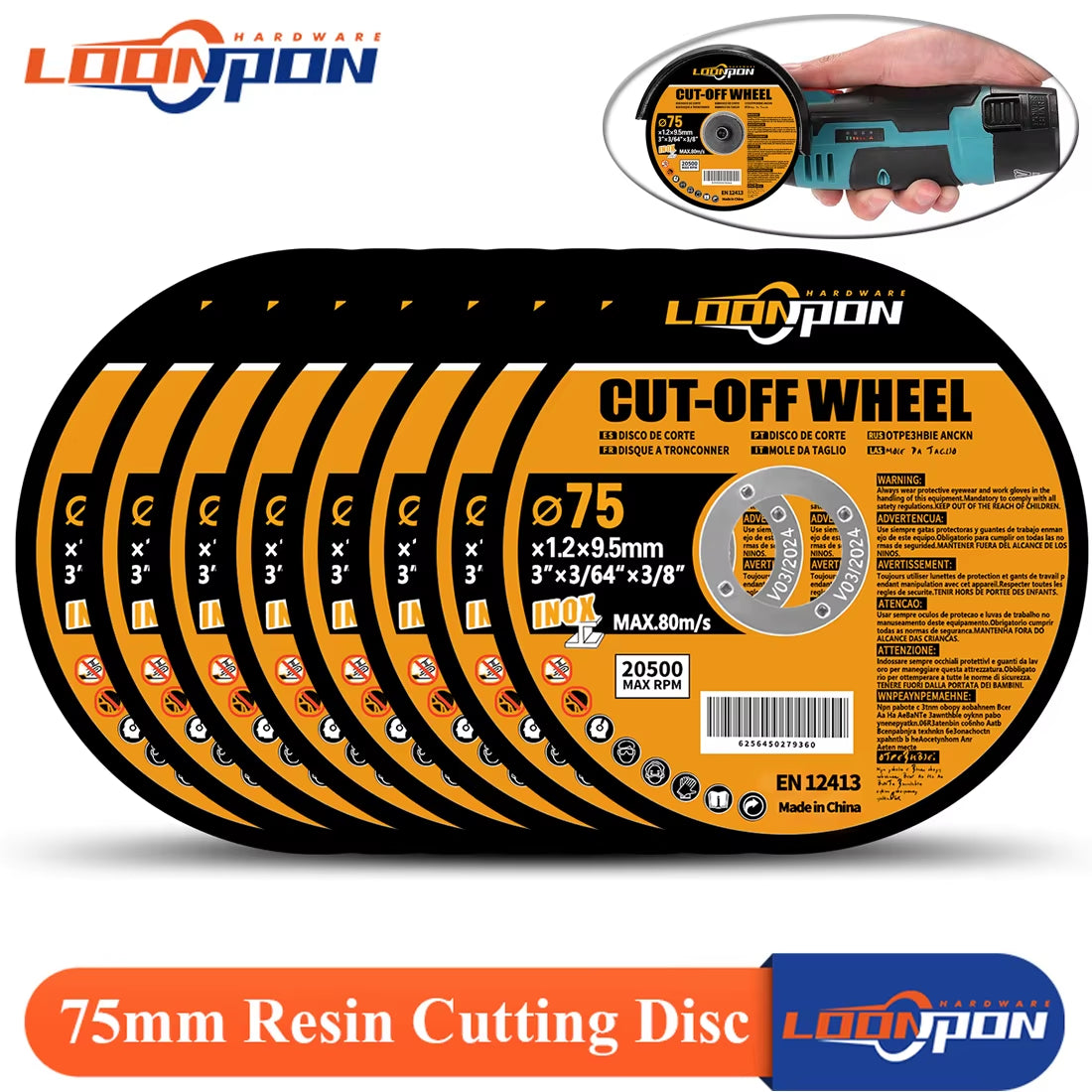 5-50PC 75Mm Resin Cutting Disc Grinding Metal Wheel Cut off Blade for Angle Grinder Metal & Stainless Cutting