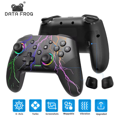 Wireless Controller for Switch OLED Console Pro Gamepad with Rechargeable Battery Programmable Turbo Function RGB Light