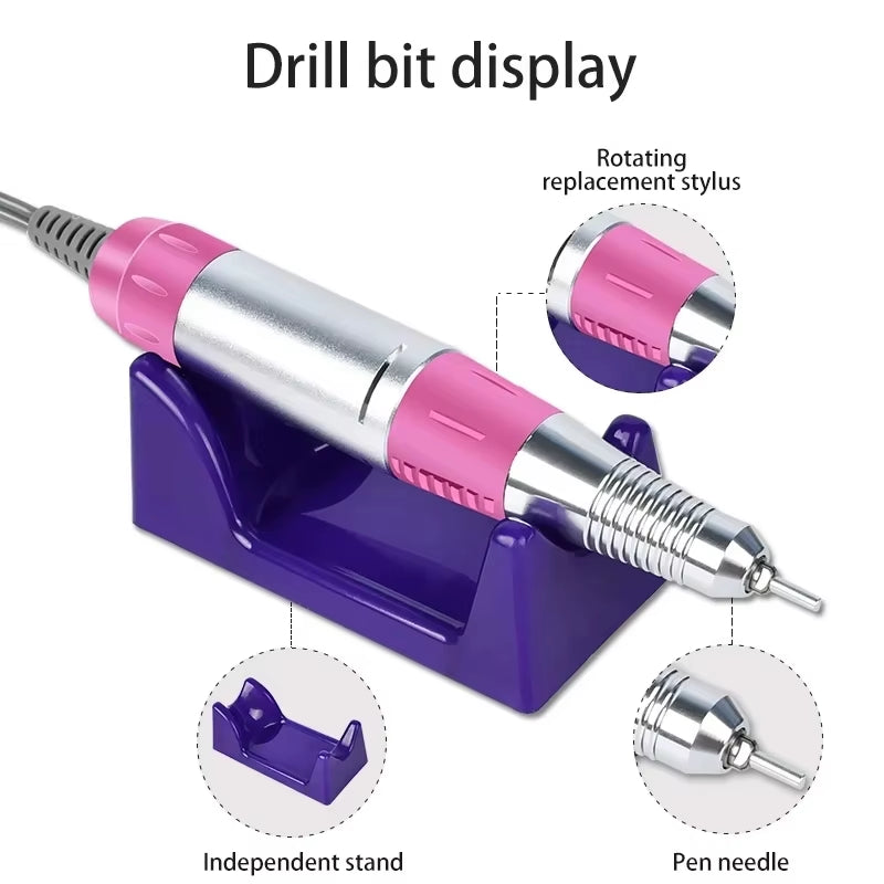 35000RPM Electric Nail Drill Professional Manicure Machine Nail Sander with Nail Drill Bits Portable Nail Salon Nail Files Kit