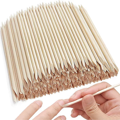 100/50Pcs Nail Art Pusher Orange Wood Sticks Cuticle Pusher Remover Rhinestones Dotting Removal Manicure Pedicure Care Tools