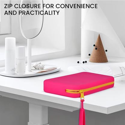 Square Silicone Storage Bag, Portable Travel Cosmetics and Toiletries Bag, Multifunctional Waterproof Cosmetic Bag with Zipper