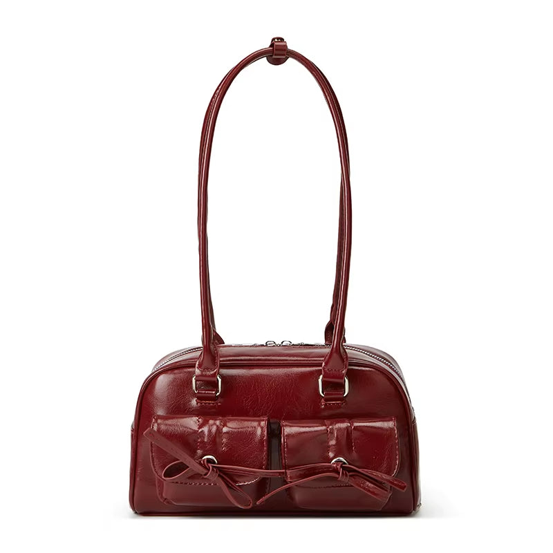 New Ballet-Style Shoulder Bag Spring Bow Underarm Bag Women'S Bowling Simple Tote Bag for Women