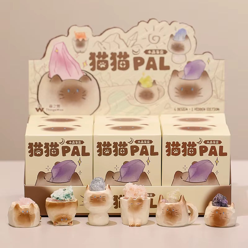 PAL Cat Crystal Blind Box Mini Original Stone Cartoon Figure Cute Office Desktop Car Decor Good Luck Gift for Cat Lovers Toys