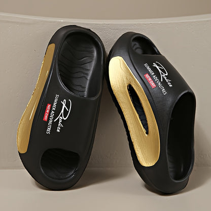 [Summer Sport Slippers] Summer Open Toe Women's Fashion Sport Slippers - EVA Material with Letter Print - Athletic Sandals with Adjustable Strap