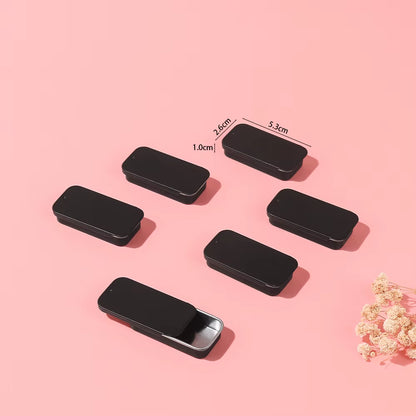 6Pcs Silver/Black 50*25*10Mm Aluminum Box Empty Refillable Containers Aluminum Square Container or Cosmetic, Lip Balm, Cream