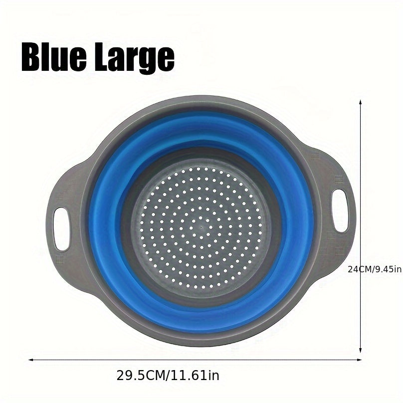 1/2 Set of Round Kitchen Draining Baskets, Foldable Funnel - Includes One Large And One Small, Perfect for Draining Pasta, Vegetables, And Fruits (Green, Red, Blue) Beauty Fashion