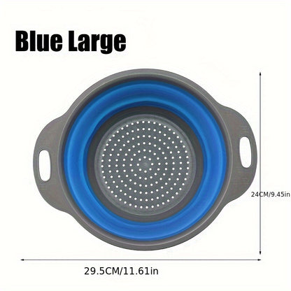 1/2 Set of Round Kitchen Draining Baskets, Foldable Funnel - Includes One Large And One Small, Perfect for Draining Pasta, Vegetables, And Fruits (Green, Red, Blue) Beauty Fashion