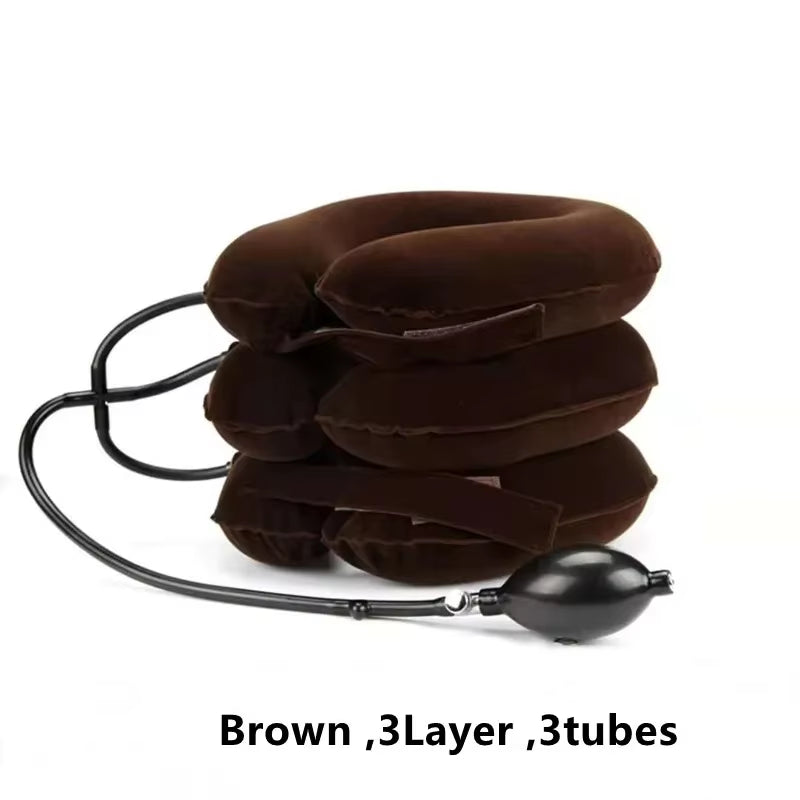 3/4 Layer Inflatable Soft Neck Collar Air Cervical Traction Device Pillow Neck Posture Stretching Brace Neck Massager Care