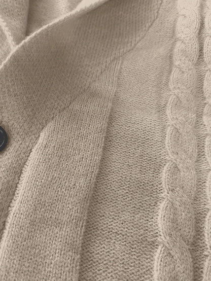 Men's Casual Sport Knit Cardigan, Fashionable Knitted Sweater | Long Sleeve Autumn and Winter Thickened Warmth, Cable Knitting Technique, Buttoned Cardigan, Regular Fit Casual Style for Fall and Winter