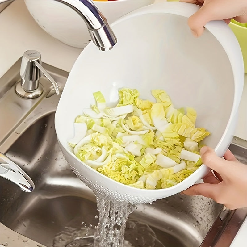 1pc Multi-Functional Kitchen Washing Basket Basin - Food-Safe Plastic with Drain Holes for Efficient Draining, Rinsing Rice, Vegetables & Fruits - Space-Saving Design for Small Kitchens & Dishwashing Beauty Fashion