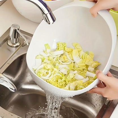 1pc Multi-Functional Kitchen Washing Basket Basin - Food-Safe Plastic with Drain Holes for Efficient Draining, Rinsing Rice, Vegetables & Fruits - Space-Saving Design for Small Kitchens & Dishwashing Beauty Fashion