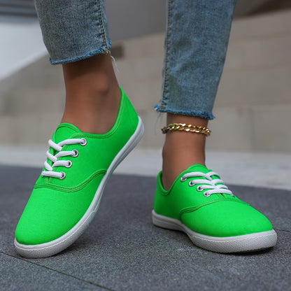 Women's Casual Canvas Sneakers, Low-Top Lace-up Walking Shoes, Lightweight & Comfort Sport Shoes Beauty World Shop