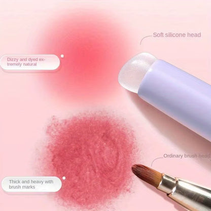 Silicone Lip Brush with Cover - Portable Round-Tip Applicator for Easy Lipstick & Concealer Blending, Ideal for Beginners