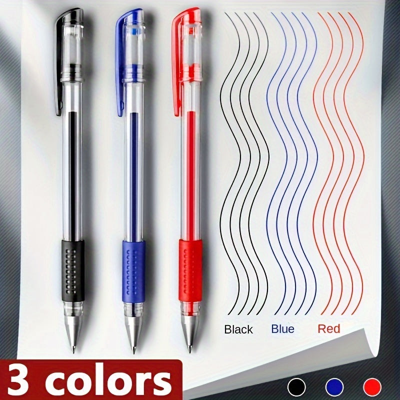 18pcs (3 Pens + 15 Refills) Gel Pen Set School Supplies Black Blue Red Ink Color 0.5Mm Ballpoint Pen Kawaii Pen Student School Office Stationery Beauty Fashion