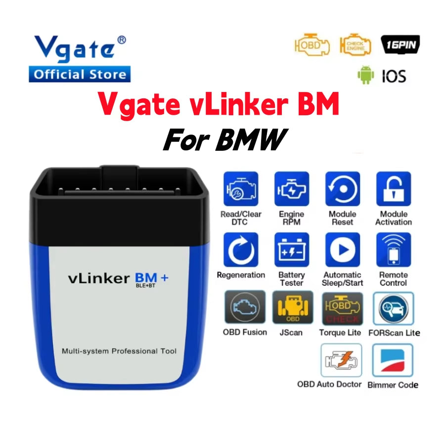 Vlinker BM ELM327 for BMW Scanner Wifi Bluetooth 4.0 OBD2 OBD 2 Car Diagnostic Auto Scan Tool Bimmercode ELM 327 V1.5 V1 5