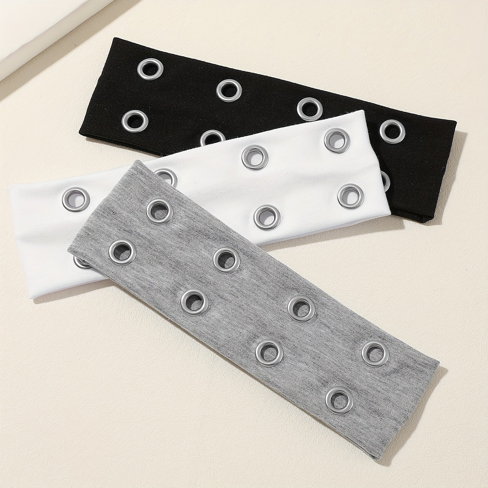 [Breathable Headband] Soft Breathable 1pc Women's Sport Headband | Adjustable Snap Button Closure - Minimalist Design for Running, Gym, Workouts - Black/White/Grey Beauty World Shop