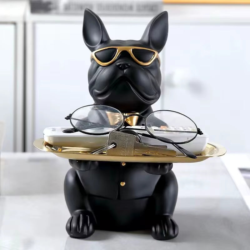 Multi Functional Bulldog Tray Animal Statue Creative Ornament Living Room Bedroom Miscellaneous Storage Home Decoration