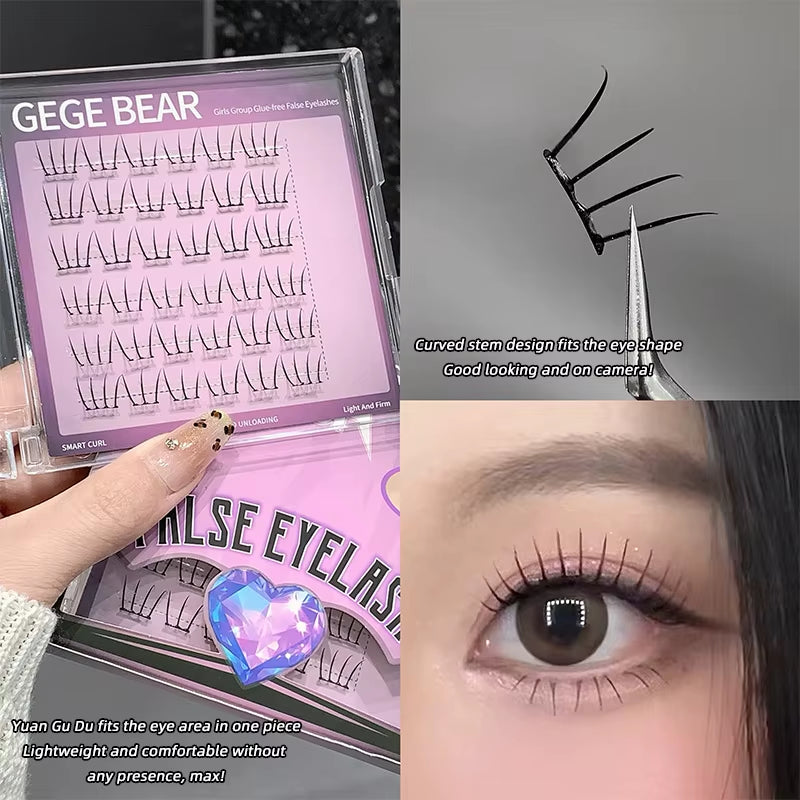 K-Pop Lash without Glue - Natural & Fluffy, Instant Eye-Enlarging, Wearable for No-Makeup Look, Lightweight & Curly