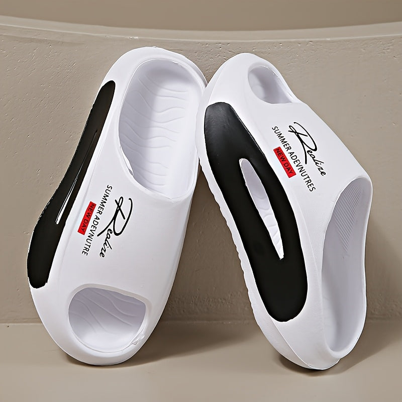[Summer Sport Slippers] Summer Open Toe Women's Fashion Sport Slippers - EVA Material with Letter Print - Athletic Sandals with Adjustable Strap