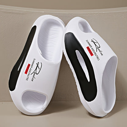 [Summer Sport Slippers] Summer Open Toe Women's Fashion Sport Slippers - EVA Material with Letter Print - Athletic Sandals with Adjustable Strap