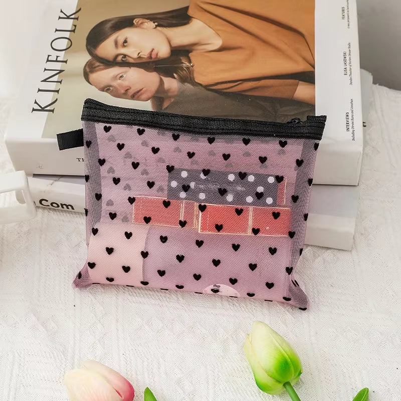 1Pcs Mesh Clear Cosmetic Bags Small Large Black Makeup Bag Portable Travel Toiletry Organizer Case Lipstick Storage Pouch