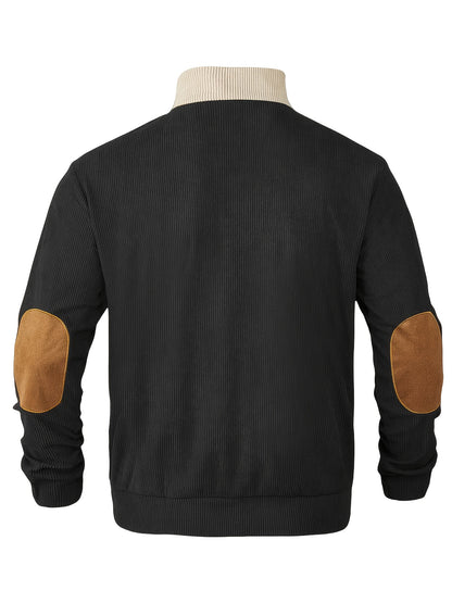 [1pc Casual Sport Shirt Embroidery] 1pc Men'S Casual Sport Shirt, Long Sleeve Crew Neck Knitwear with Embroidery Detail, Solid Color, Polyester Blend, Regular Fit - Fashion Colorblock Pullover Sweatshirt Beauty World Shop