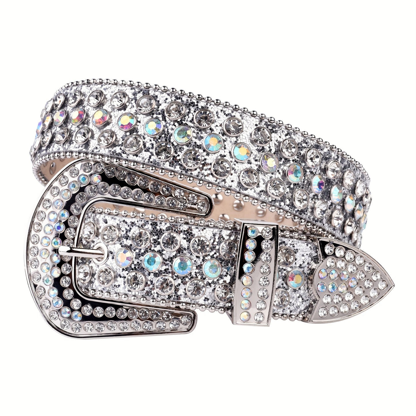 Plus Size Sparkling Y2K Rhinestone Belt - PU Leather Hip Hop Belt with Pin Buckle, Punk Cowgirl Style for Jeans, Pants, and Dresses, Perfect for Music Festivals, Beach, College, and Night Out Beauty Fashion