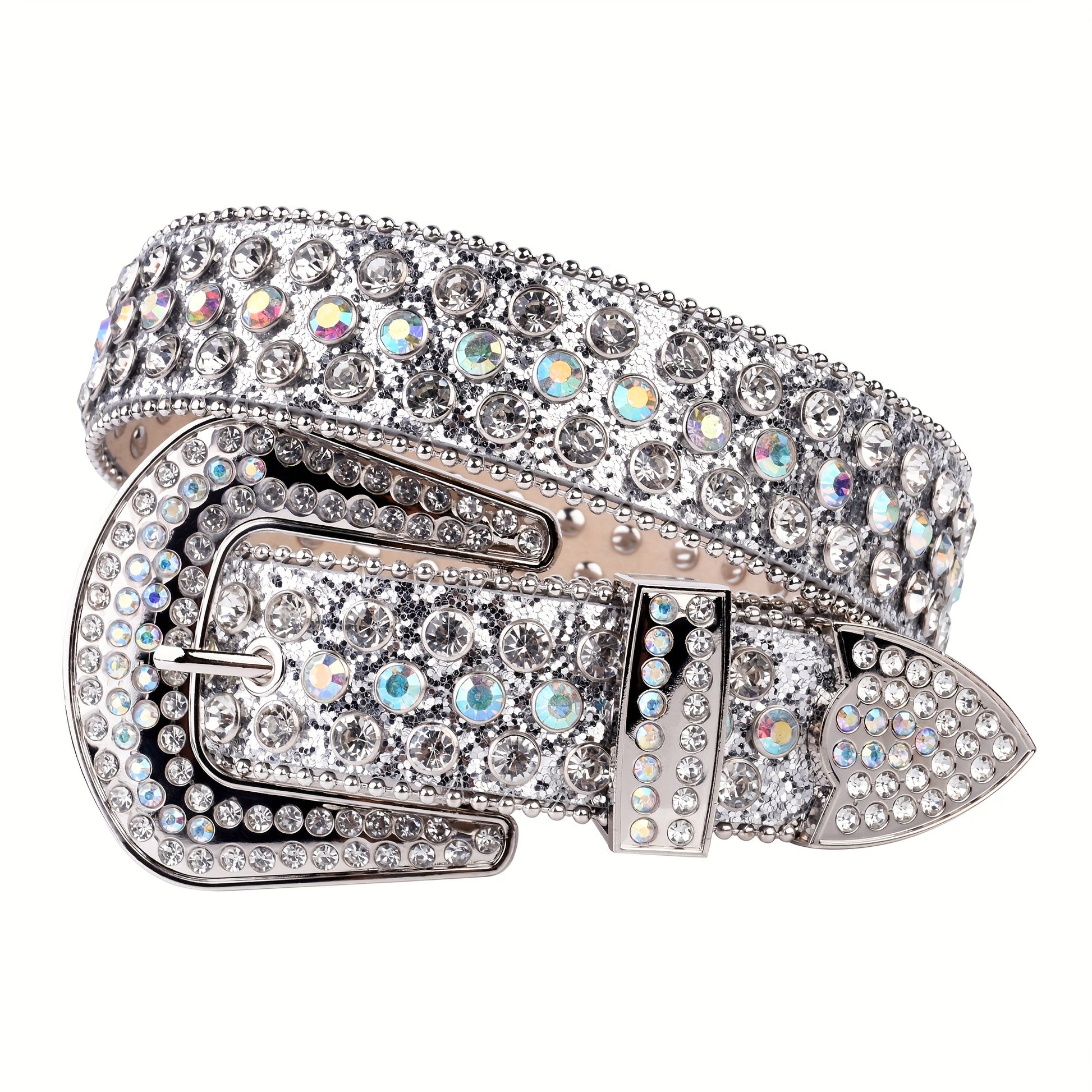 Plus Size Sparkling Y2K Rhinestone Belt - PU Leather Hip Hop Belt with Pin Buckle, Punk Cowgirl Style for Jeans, Pants, and Dresses, Perfect for Music Festivals, Beach, College, and Night Out Beauty Fashion