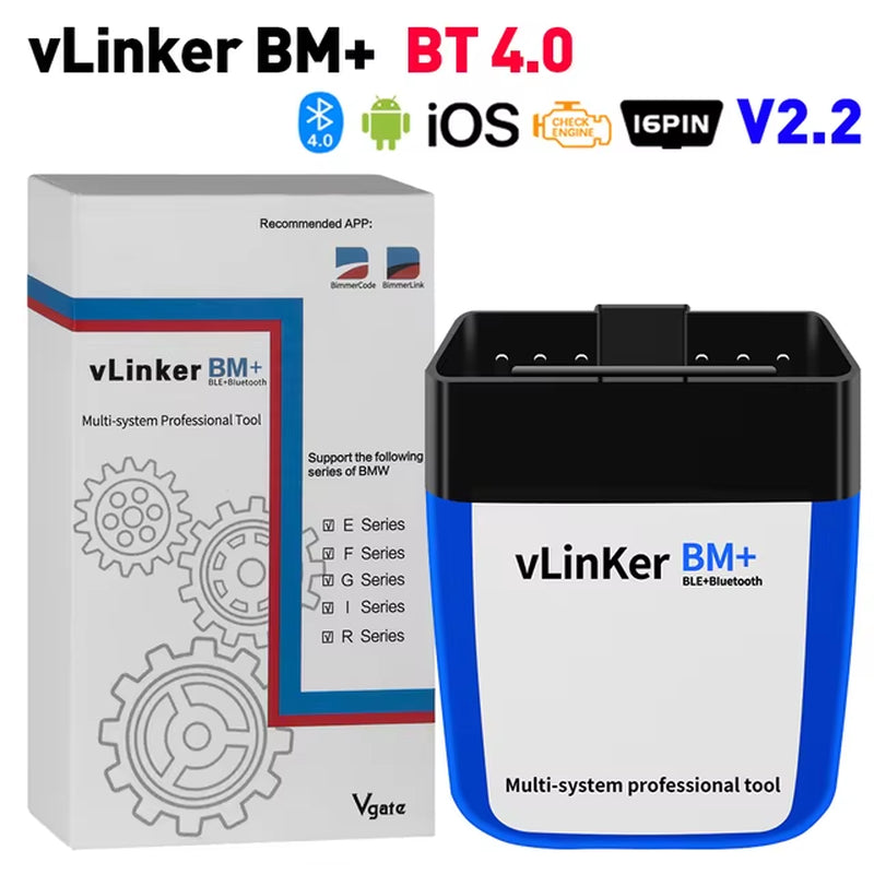 Vlinker BM+ BM for BMW V2.2 OBD2 Car Diagnostic Tool Bluetooth 4.0 Auto Scanner for Bimmercode Android Ios Pk ELM327 V1.5