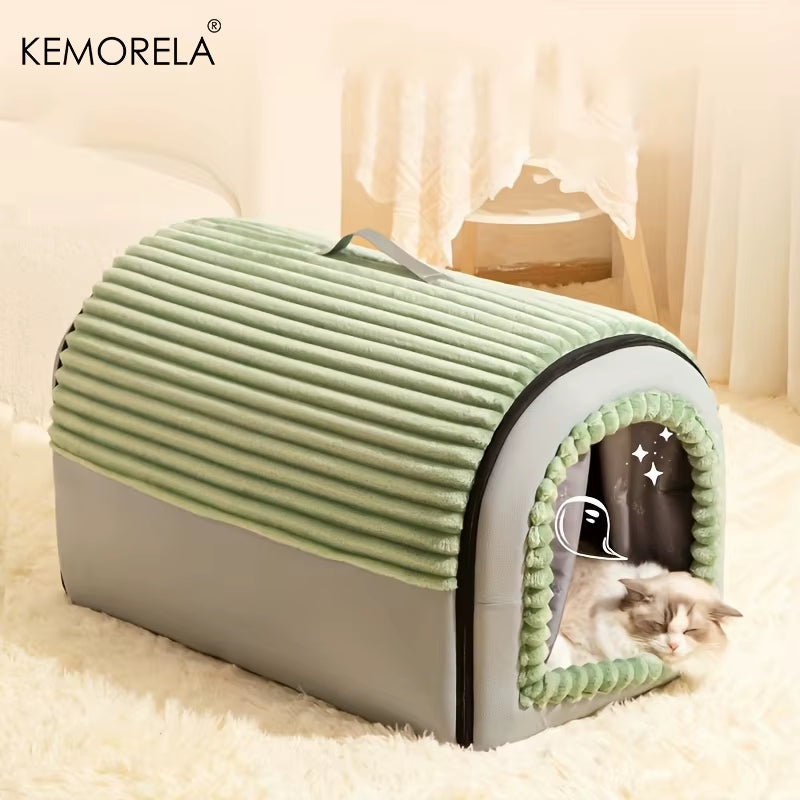 All-Season Enclosed Pet Bed Thickened Portable Dog House & Cat Tent with Washable Bedding Needed Bed for Small Medium Large Dogs
