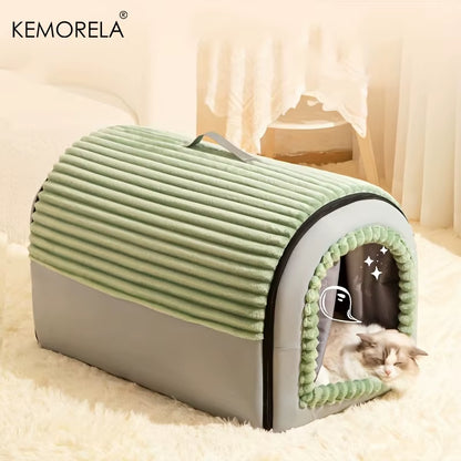 All-Season Enclosed Pet Bed Thickened Portable Dog House & Cat Tent with Washable Bedding Needed Bed for Small Medium Large Dogs