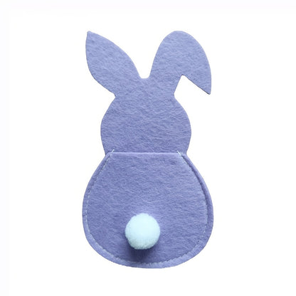 4pcs Easter Bunny Felt Cutlery Holder Bag Happy Easter Decorations For Home Tableware Accessories Rabbit Cutlery Cover Bag Table Beauty Fashion