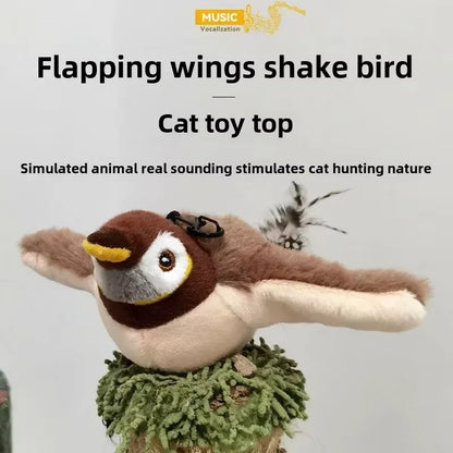Interactive Cat Toys Rechargeable Bird Chirping Clapbirds Cute Touch-Sensitive Plush Toys with Added Catnip. Accessories Toy For