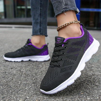Womens Super-Breathable Lace-Up Sport Shoes - Lightweight & Fashionable Flying Woven Design - Ideal for Casual Everyday Wear - Durable & Comfortable Beauty World Shop