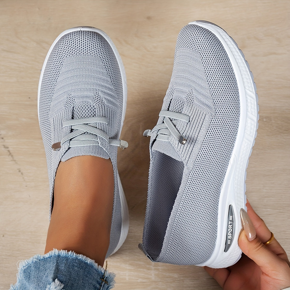 Women's Fashion Sneakers - Breathable Mesh Upper, Lace-Up Flat Shoes, Comfortable Rubber Sole, Casual Sport Trainers, All-Season Wear, Casual Footwear | Laceup Sneakers | Breathable Mesh