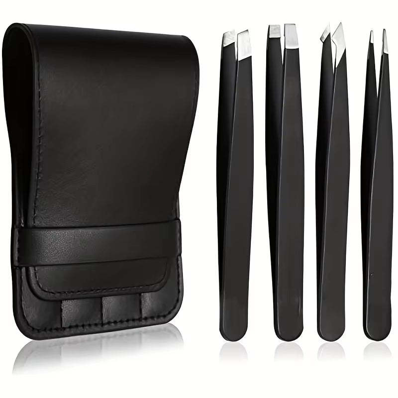 4Pcs Face Hair Removal Beautfy Makeup Tool Eyebrow Tweezers Rose Gold Pincet Clips Stainless Steel Lash Extension Tweezers