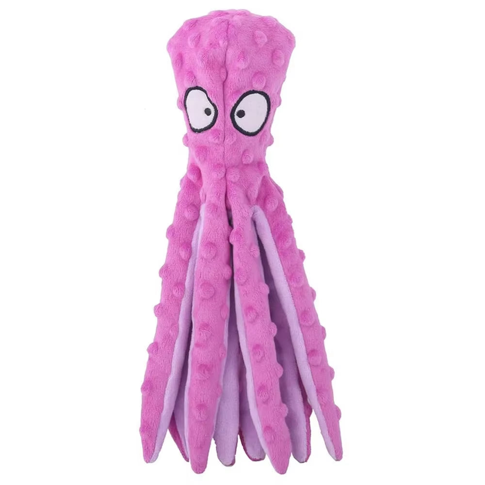 Dog Vocal Toys Octopus Non-Stuffed Soft Plush Toy Puppy Educational Teething Chew Toys Pet Supplies for Small Medium Dogs