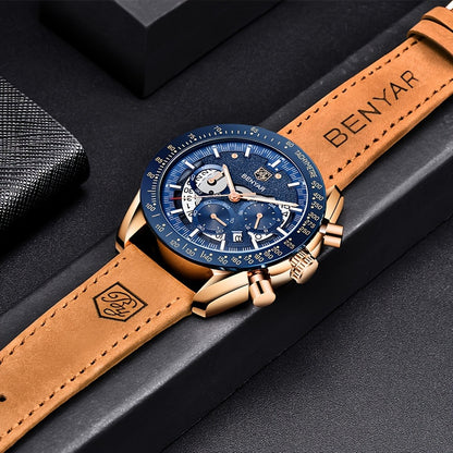 BENYAR Watches For Men Analog Quartz Chronograph Luminous Big Face Mens Watches Business Work Sport Casual Fashion Designer Dress Men'S Wrist Watches Elegant Gift For Men Beauty World Shop